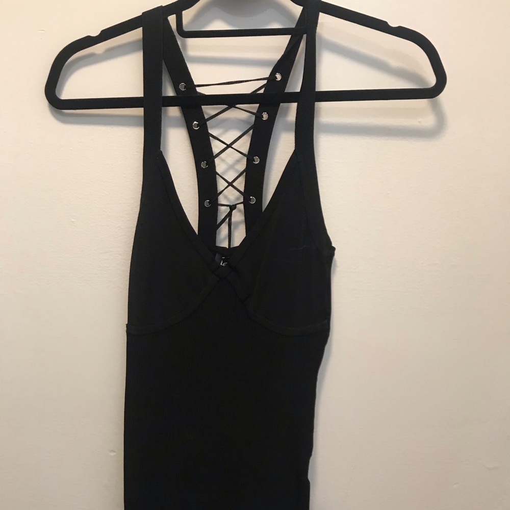Bebe black sweater lace up sexy tank